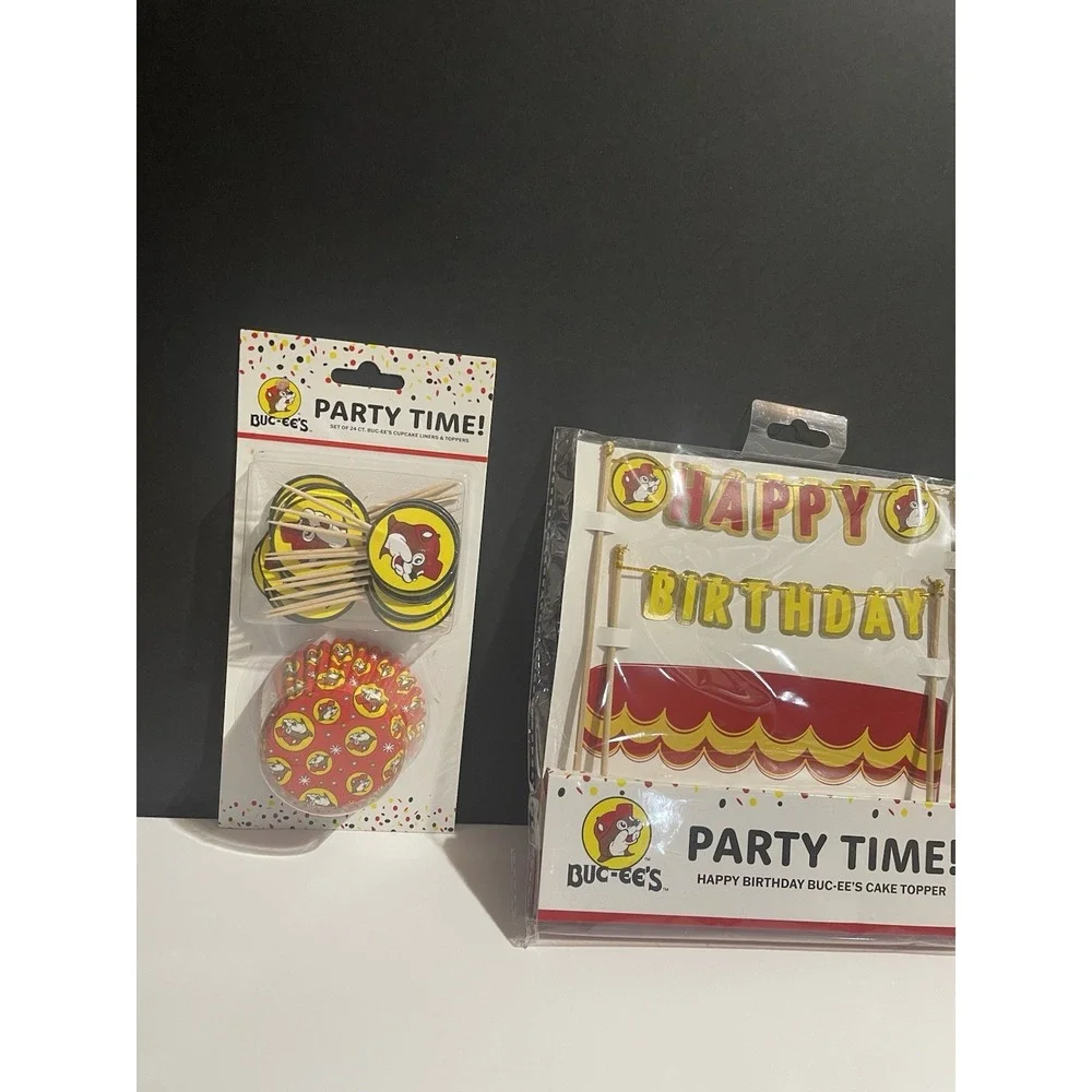 Bucees Buc-ee's Happy Birthday Cupcake Liners 24‎ (2) plus cake topper